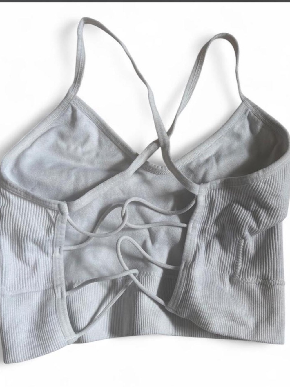 Seamless Strappy Ribbed Bralette - white